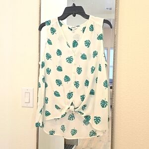 EXPRESS White Palm Leaf Print Shirt